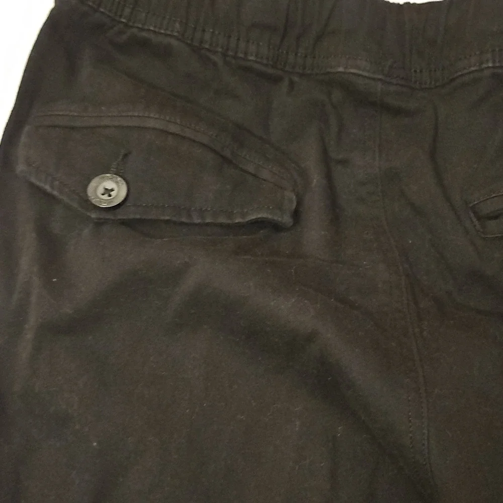 WT02 Men's Black Jogger Pants Cotton Spandex Size M Elastic Waist Tapered